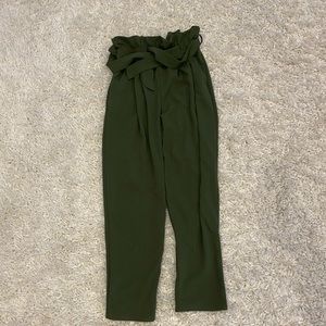 Paperbag waist straight leg trousers